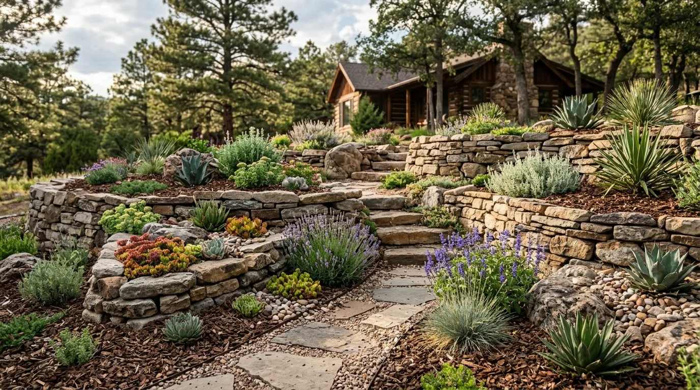 Rustic Rock Garden With Stacked Stones